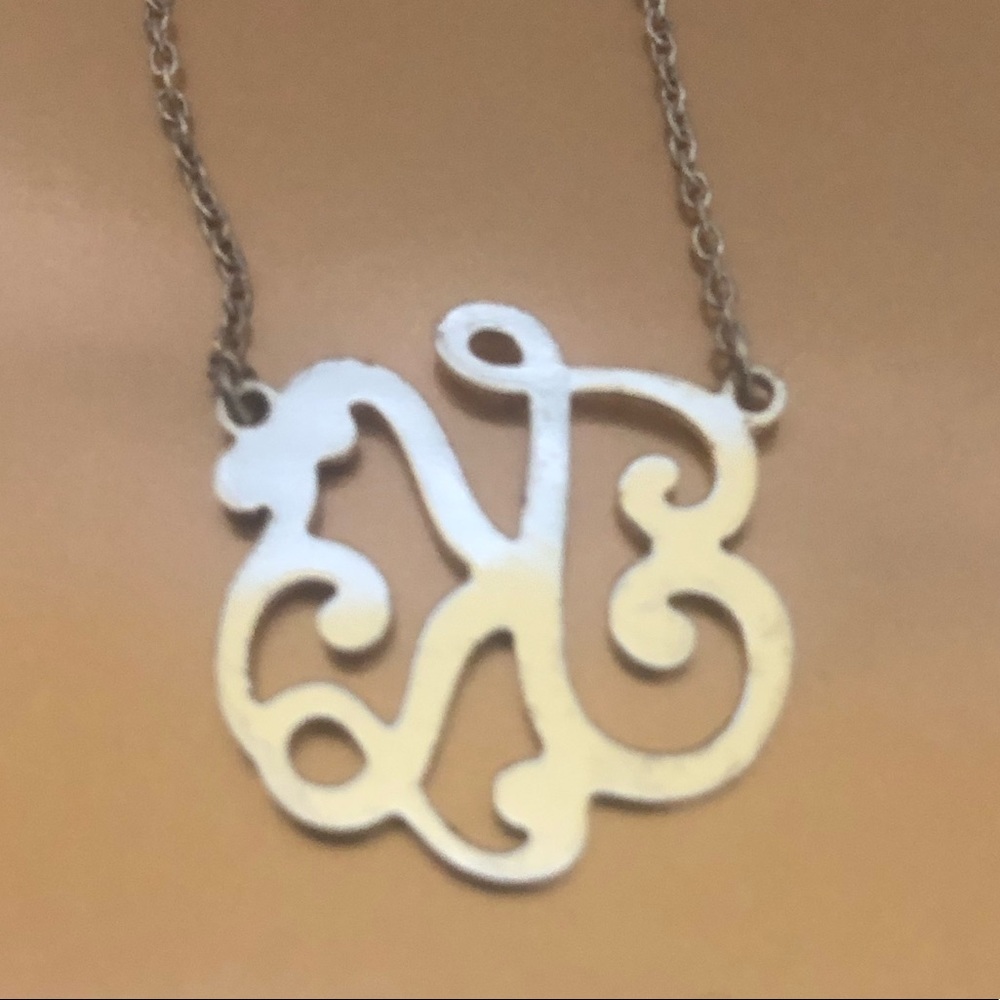 925 Silver K Initial Monogram Calligraphy Necklace - image 3